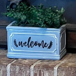 Gray Box Welcome Planter